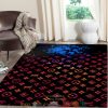 Louis Vuitton Lv Blue Smoke Red Pattern Black Rug Carpet