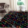 Louis Vuitton Lv Multicolor Pattern Black Rug Carpet