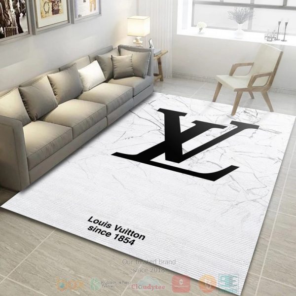 Louis Vuitton Marmor White Fashion Brands Area Rugs