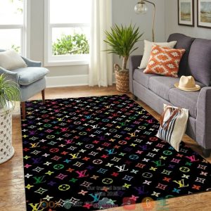 Louis Vuitton Multicolor Pattern Black Rug Carpet