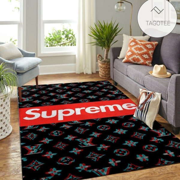 Louis Vuitton Supreme Area Rug Hypebeast Carpet Luxurious Fashion Brand Logo Living Room  Rugs Floor Decor 1912163