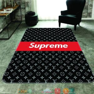 Louis Vuitton Supreme Black Red Carpet Rug