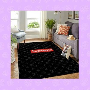 Louis Vuitton Supreme Black Rug