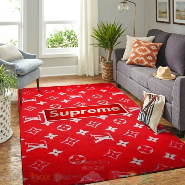 Louis Vuitton-Supreme Full Red Inspired Rug