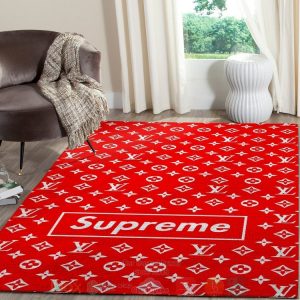 Louis Vuitton Supreme Full Red Inspired Rug