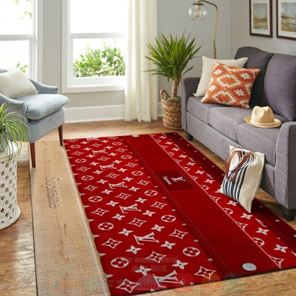 Louis Vuitton Supreme Red-Dark Red Inspired Rug