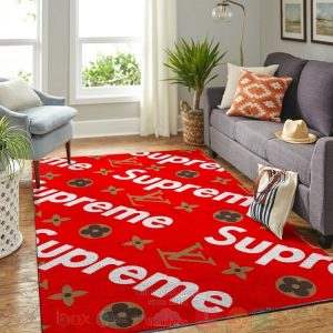 Louis Vuitton Supreme Red Flower Inspired Rug