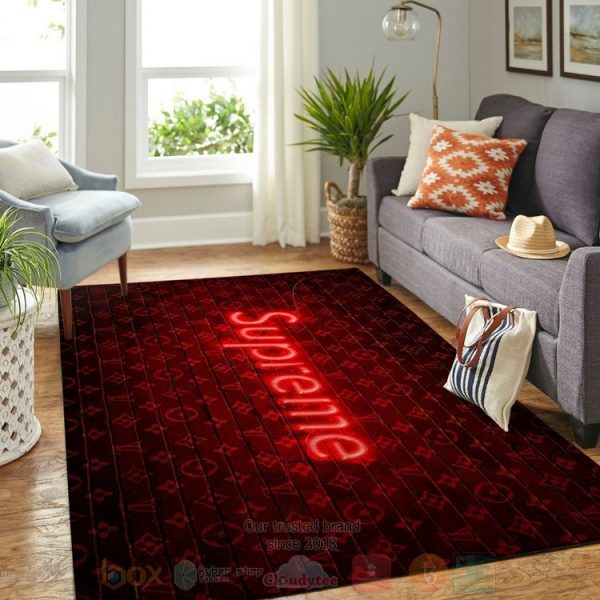 Louis Vuitton-Supreme Red Inspired Rug