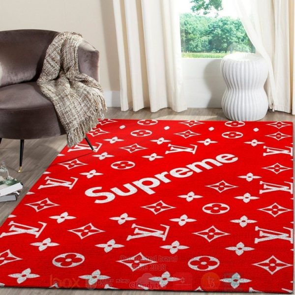 Louis Vuitton Supreme Red Inspired Rug