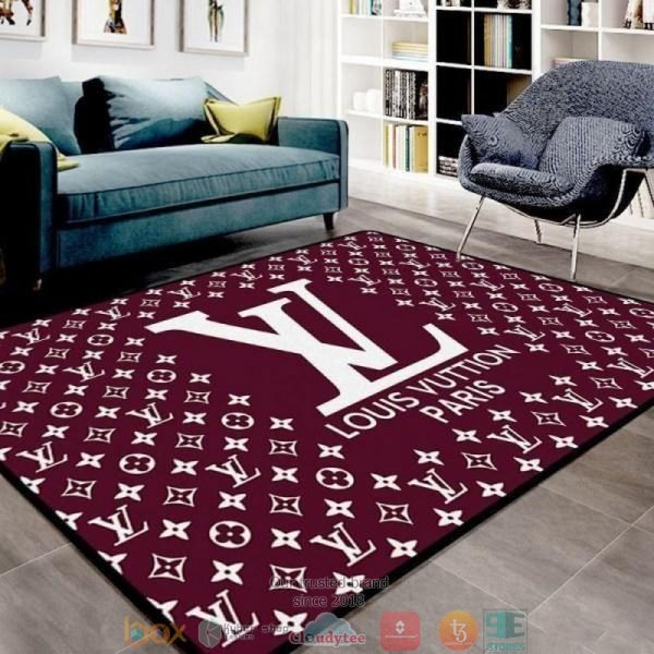 Louis Vuitton White Lv Dark Red Rug Carpet