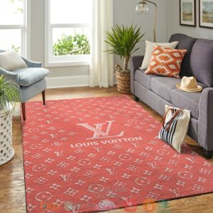 Louis Vuitton White Lv Light Red Rug Carpet