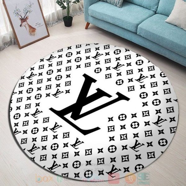 Louis Vuitton White Pattern Round Rug