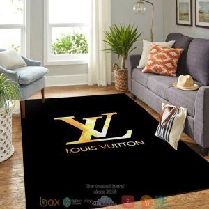 Louis Vuitton Yellow Gold Lv Black Rug Carpet