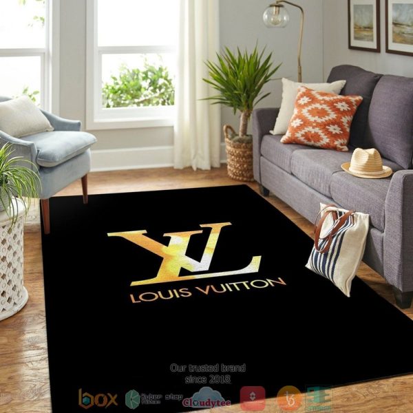 Louis Vuitton Yellow Gold Lv Black Rug Carpet