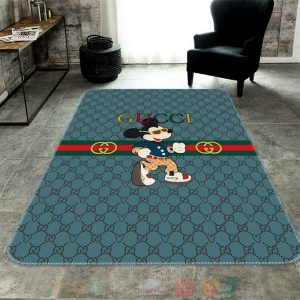 Mickey Mouse Gucci Brand Blue Pattern Rectangle Rug