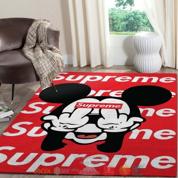 Mickey Mouse Supreme Fashion Brand Red Pattern Rug