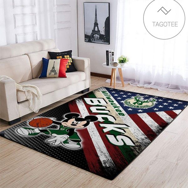 Milwaukee Bucks Nba Team Logo Mickey Us Style Nice Gift Home Decor Rectangle Area Rug