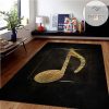 Music Golden Print Black Rug