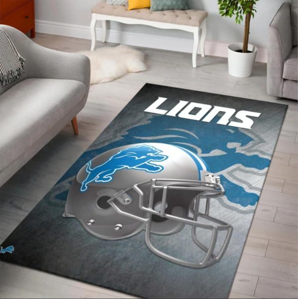 Nfl Football Detroit Lions Team Area Rug Rugs For Living Room Rug Home Decor