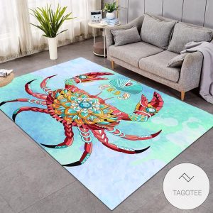 Ocean Crab And Mussel Ombre Background Rug Living Room Carpet