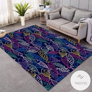 Ocean Life Fish Pattern Rug Living Room Carpet