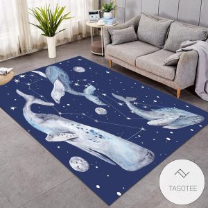 Ocean Whale In The Galaxy Rug Living Room Carpet