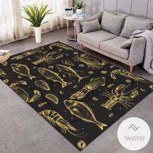 Ocean World Gold Black Rug Living Room Carpet