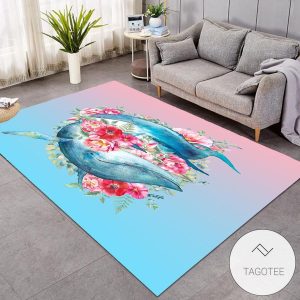 Ocean World Happy Whale With Roses Rug Living Room Carpet