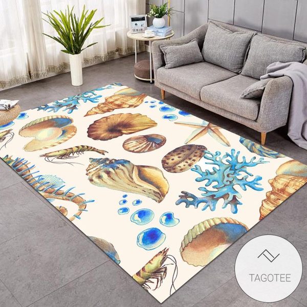 Ocean World Sea Creatures Rug Living Room Carpet