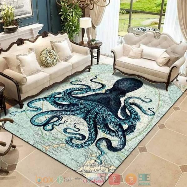 Octopus World Map Rug