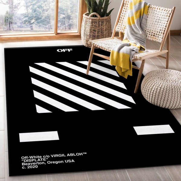 Off White Displate Stripes Area Rug Fashion Brand Rug Floor Decor Home Decor