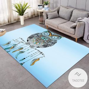 Owl With Dreamcatcher Blue Ocean Rug Living Room Carpet