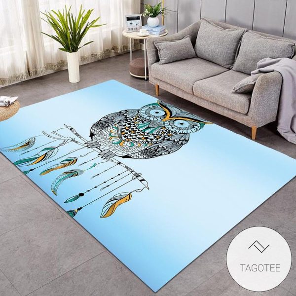 Owl With Dreamcatcher Blue Ocean Rug Living Room Carpet