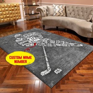 Personalized Male Ice Hockey Player Area Rug – Ts170222