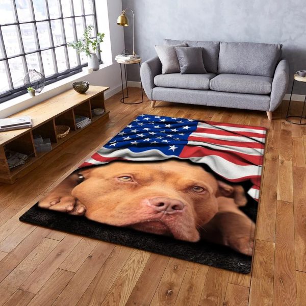 Pitbull American Flag Rug