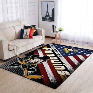 Pittsburgh Penguins Nhl Team Logo Mickey Us Style Nice Gift Home Decor Rectangle Area Rug