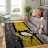 Pittsburgh Penguins Nhl Team Logo Wooden Style Nice Gift Home Decor Rectangle Area Rug