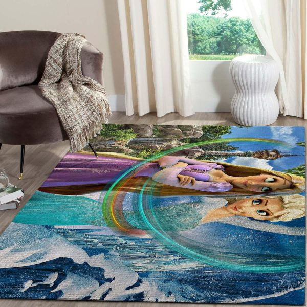 Rapunzel And Elsa Disney Living Room Area Rug For Christmas