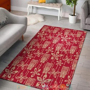 Red Seamless Tiki Pattern Rug Carpet