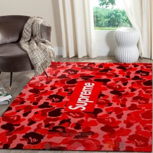 Red Supreme Bape Fbfd Inspired Rug