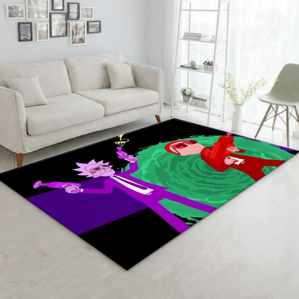 Rick And Morty Abstract Area Rug For Christmas Bedroom Rug Floor Decor Home Decor