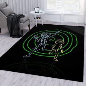 Rick And Morty Neon Area Rug For Christmas Living Room Rug Floor Decor Home Decor