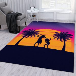 Rick And Morty Sunset Christmas Gift Rug Bedroom Rug Floor Decor Home Decor