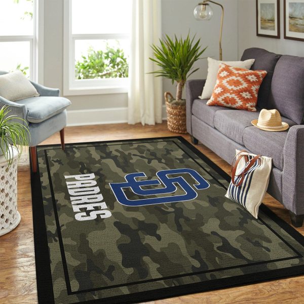 San Diego Padres Mlb Team Logo Camo Style Nice Gift Home Decor Area Rug Rugs For Living Room