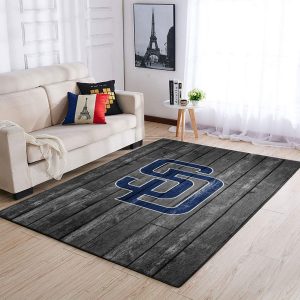 San Diego Padres Mlb Team Logo Grey Wooden Style Style Nice Gift Home Decor Rectangle Area Rug