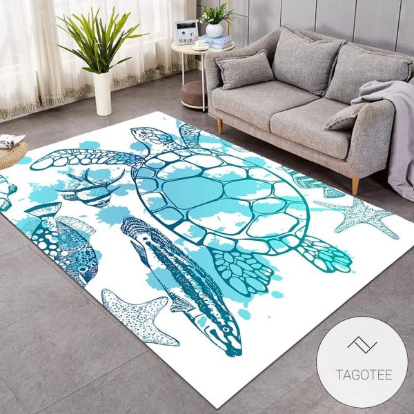 Sea Tortoise And Fish Rug Living Room Carpet