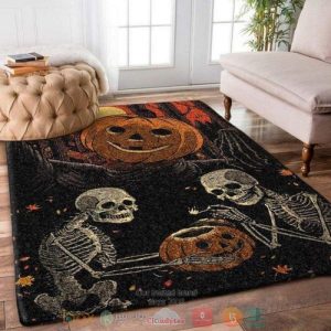 Skull Pumpkin Halloween Rug