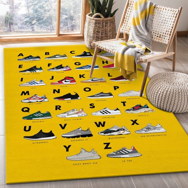 Sneakers Alphabet Area Rug Living Room Rug Home Us Decor