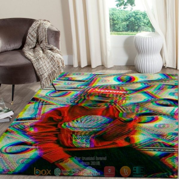 Supreme Brand Money Psychedelic Colors Rug