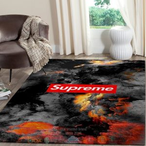 Supreme Fashion Brand Art Black Orange Rug